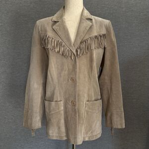 Atelier B Thomas Suede Fringe Coat S Beige Festival Cowgirl Country Southwestern